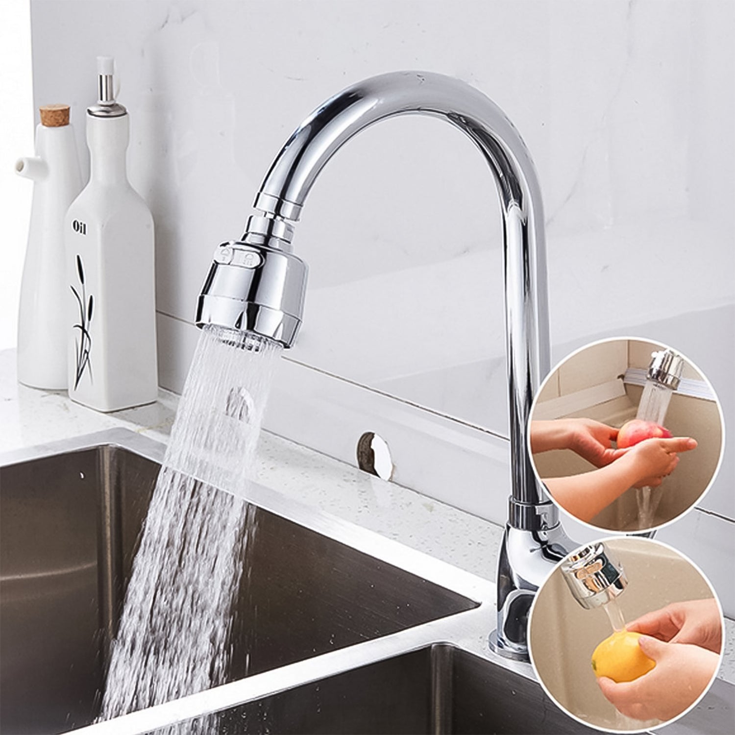 Plastic 360 Degree Rotating Water-Saving Faucet Sprayer Head (3.5 Inch)