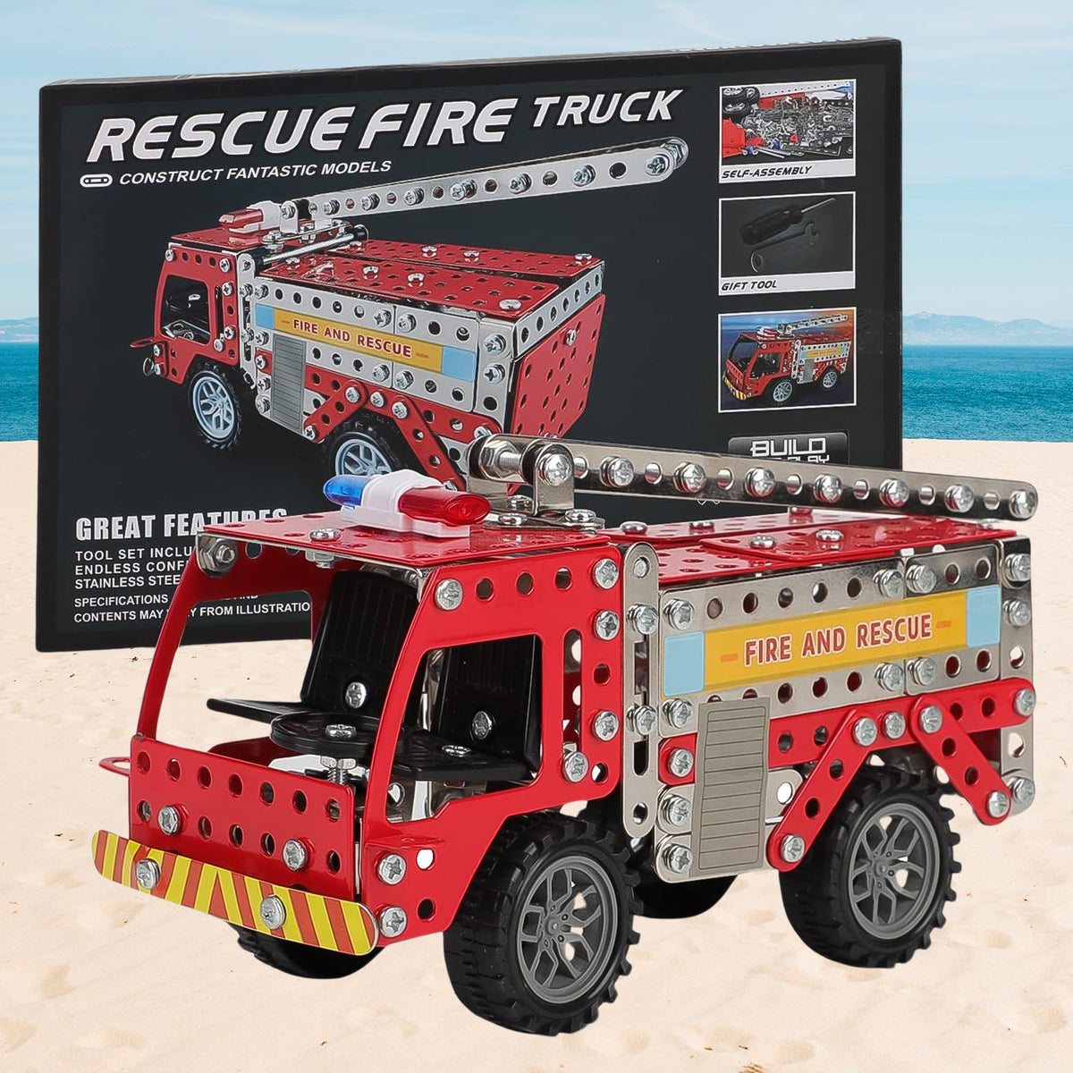 Metal DIY Fire Truck Building Blocks for Kids (Fire Truck / 292pcs of truck tool / 1 Set)