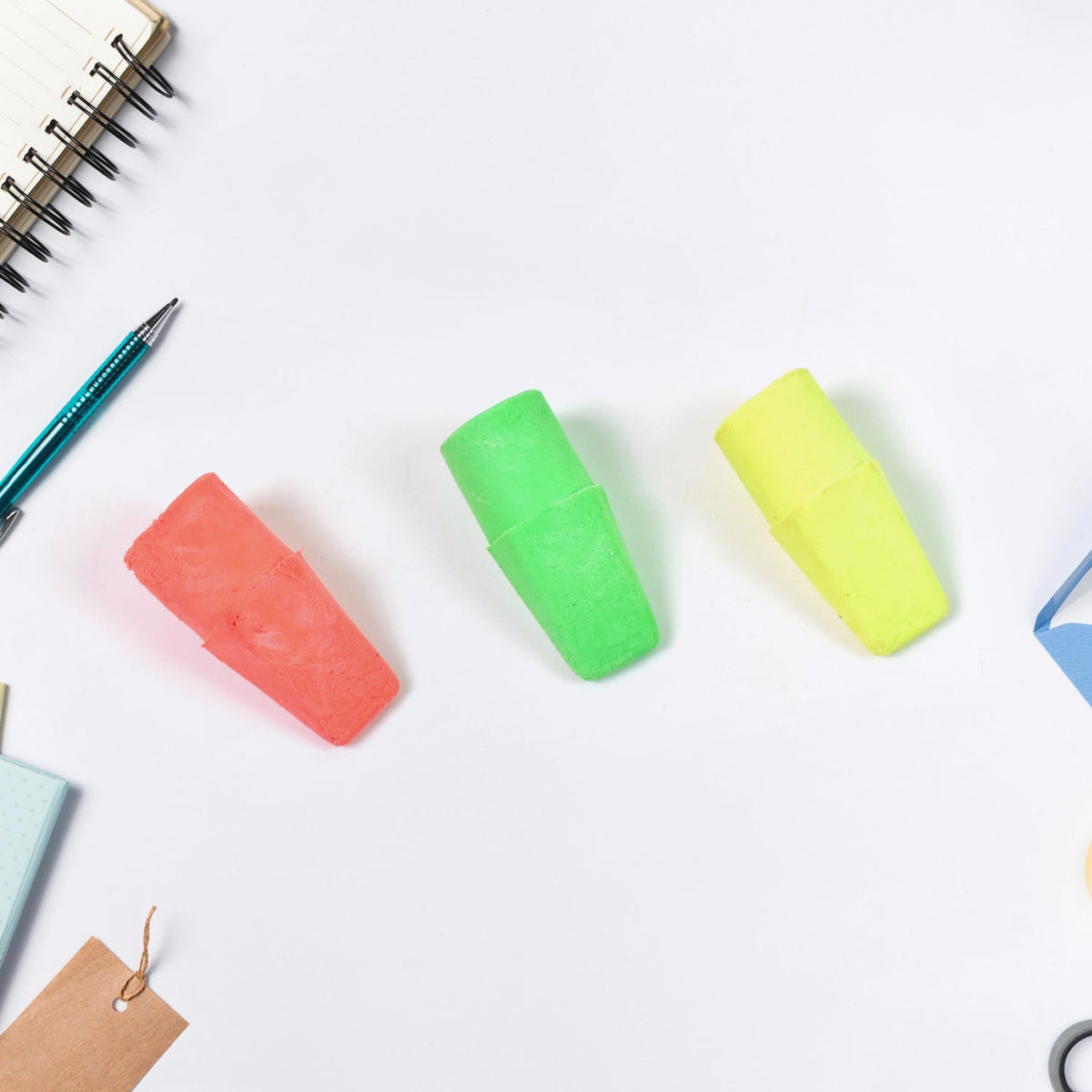 Pencil Top Eraser Rubber Erasers (1 Pc / Mix Colour & Design)