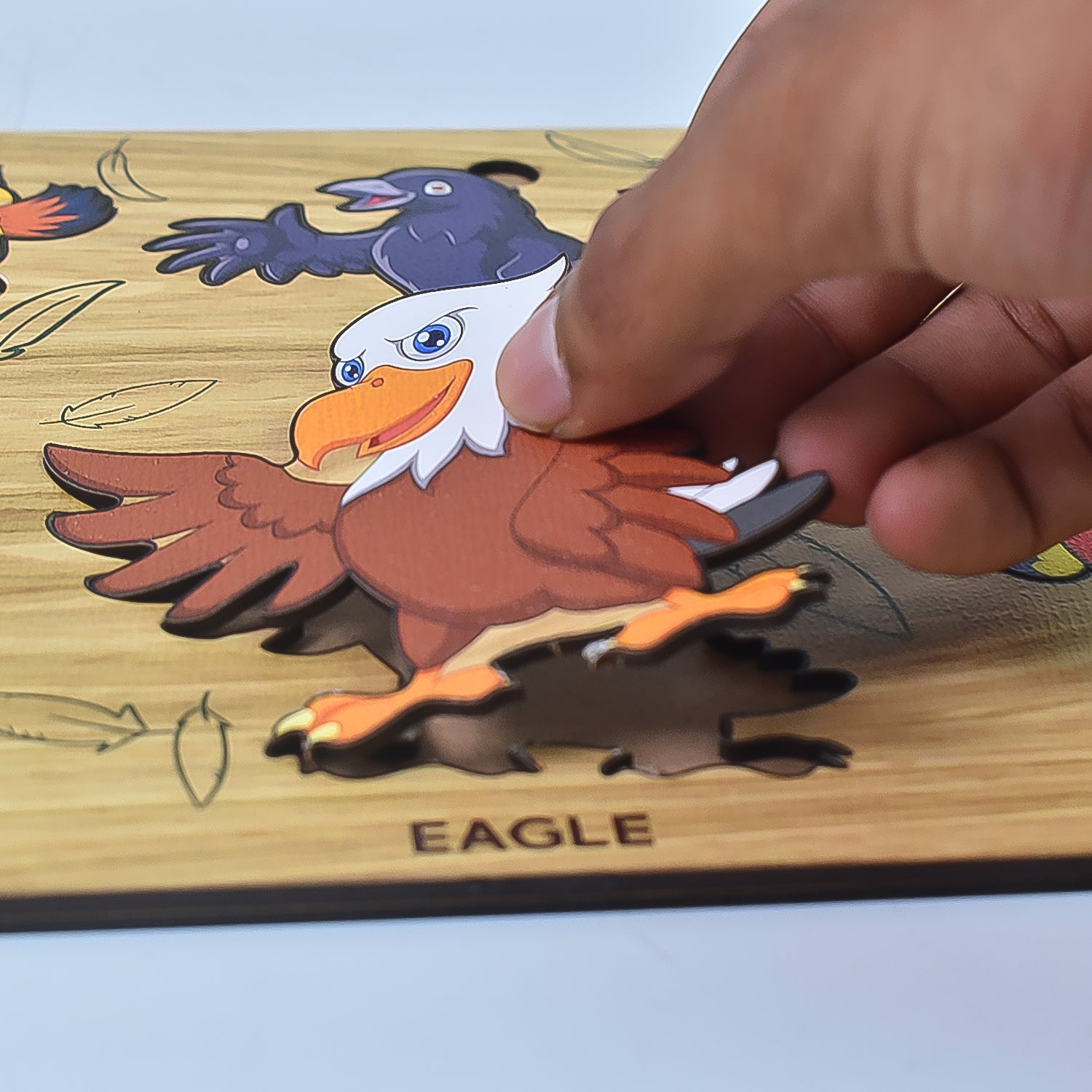 Wooden Bird Puzzle Learning Educational Board (1 Set / 28×20 Cm)