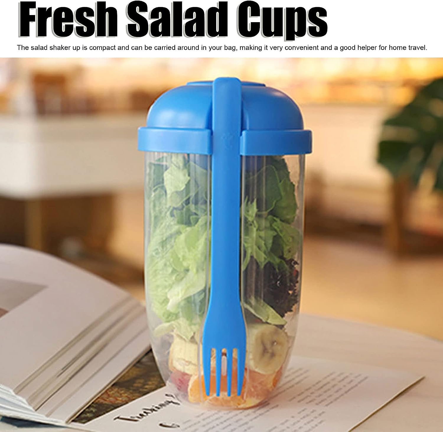 2545 Fruit and Vegetable Salad Cups Easy Clean Salad Mixing Cup for Business People for Business Travel (1Pc) DeoDap