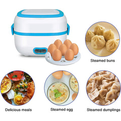 Electric Lunch Box, 3 In 1 Food Heater / Cooker / Steamer with Stainless Steel Bowls (1 Set)