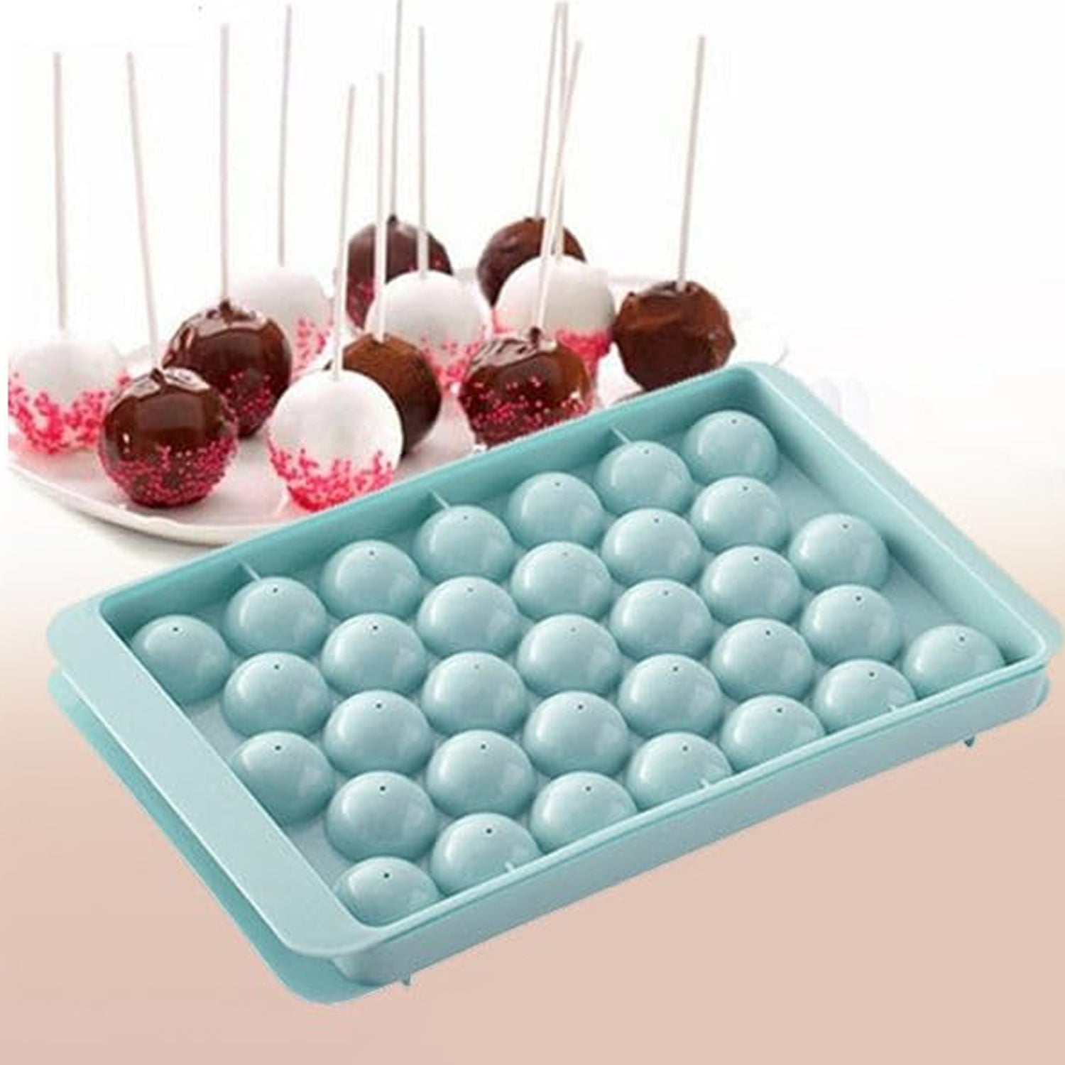 Plastic Round Reusable Ice Cube Ice Ball Mold / Lollipop Candy Maker 33 Moulds (16.5×10 Cm / 1 Pc)