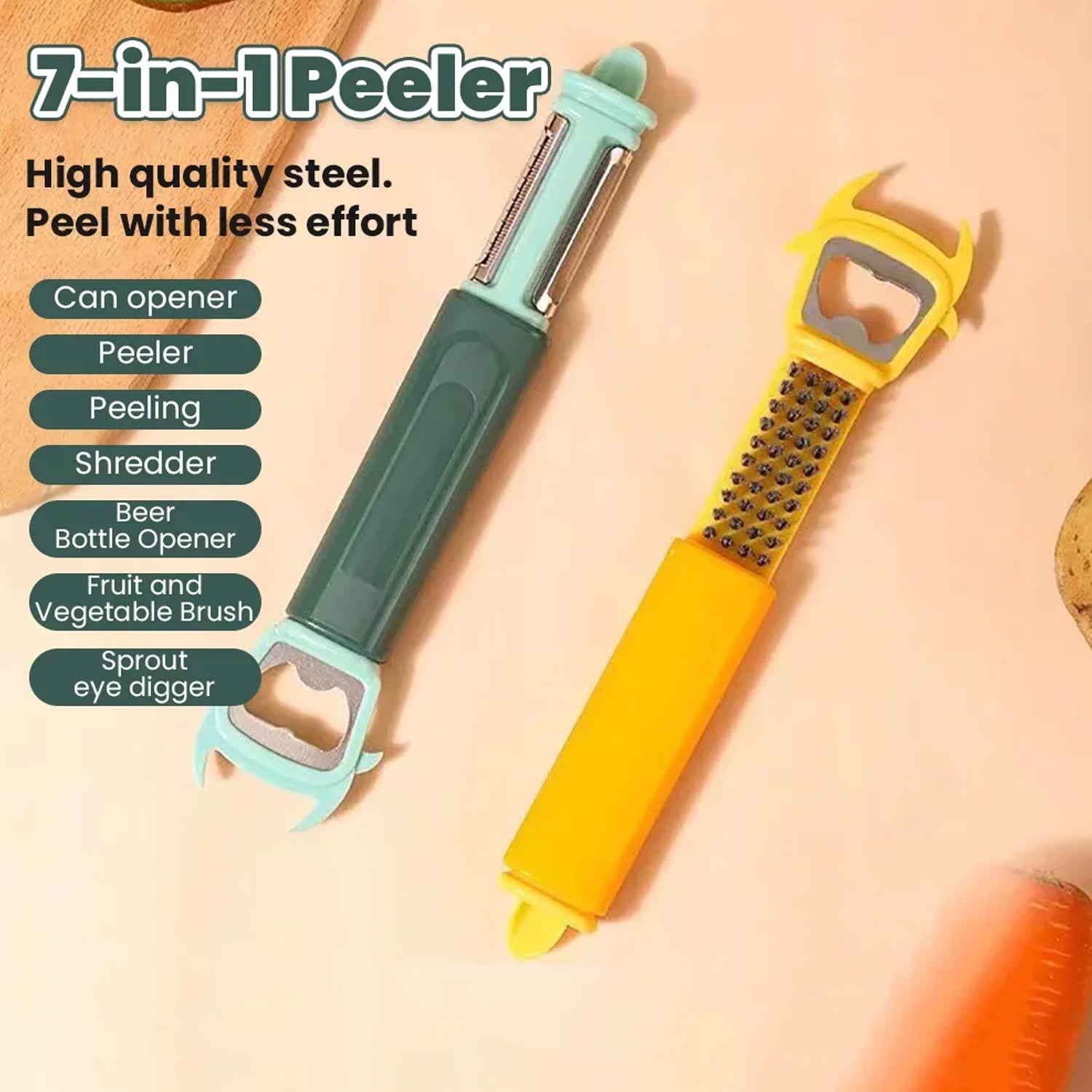 5541 Multifunctional, Vegetable Fruit Peelers Slicer Can Opener 7 In 1 Kitchen Peeler For Veggie Fruit Potato Carrot Durable Kitchen Peeling Tool Non-slip Handle Durable For Potato, Fruit, Vegetables, Carrots, Cucumbers