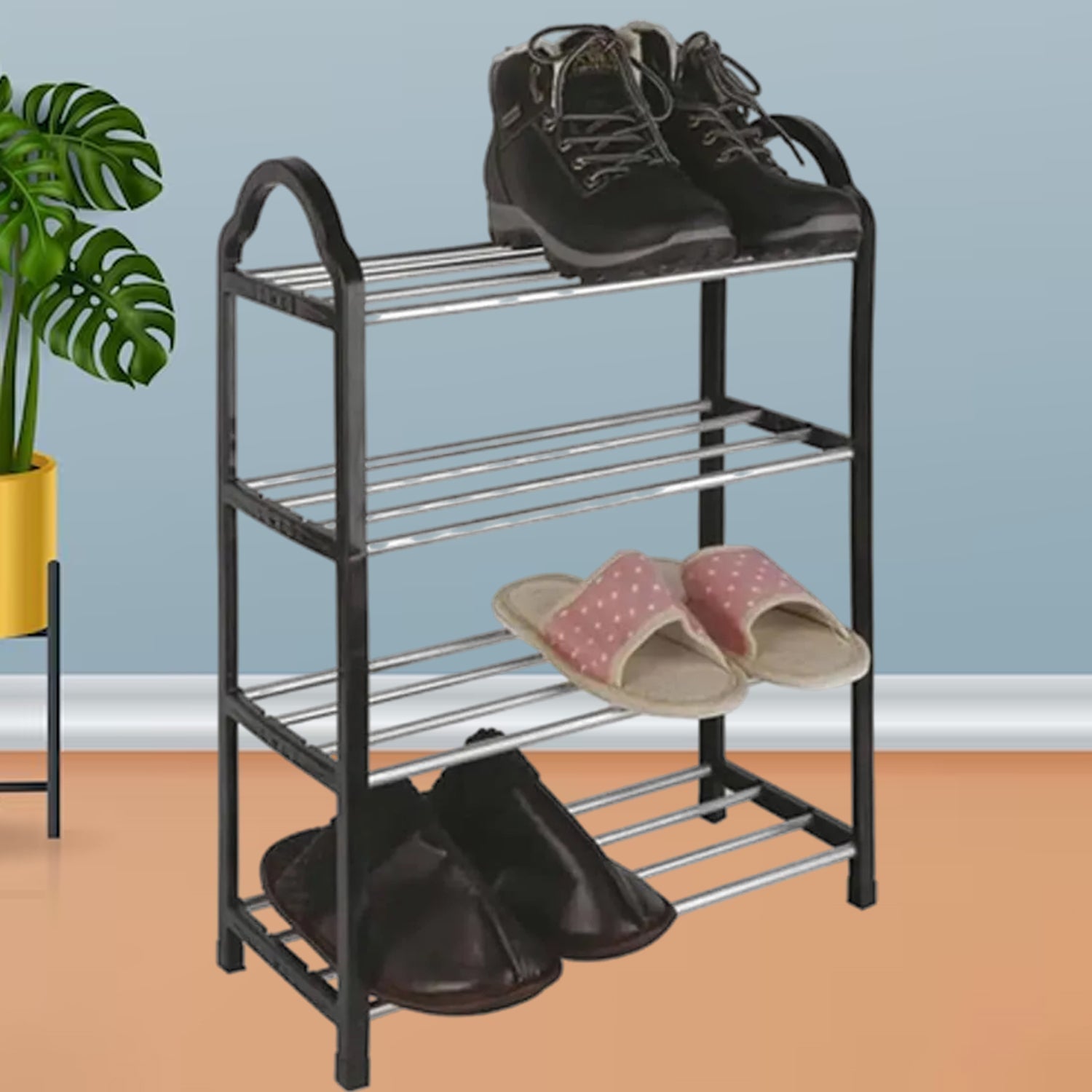 4 Layer Space‑saving Shoes Show Rack Folding Shoe Rack (1 Pc)