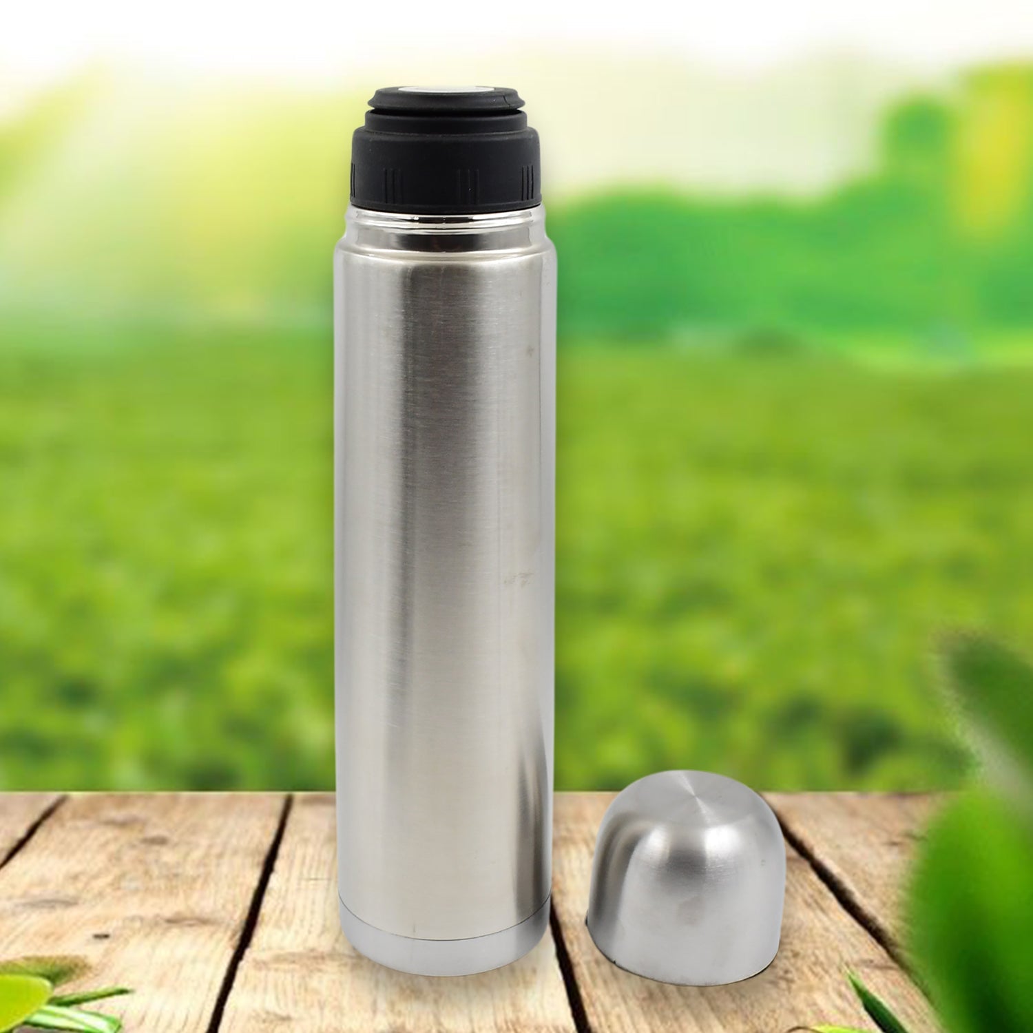 Vacuum Flask Without Cover, 18/8 Stainless Steel | Hot and Cold Water Bottle with Push-Down Lid | Double Walled Stainless Steel Bottle for Travel, Home, Office, School, Picnic (750 ML)