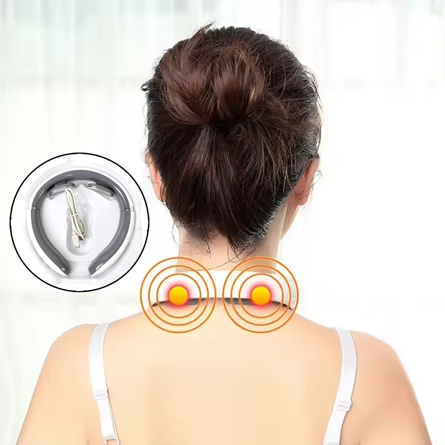 2 Heads Smart Electric Neck and Back Pulse Massager (1 Pc / Mix Design)