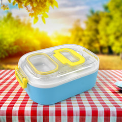 Durable Plastic Lunch box for Kids With 2 in 1 Spoon, Fork (1 Pc)