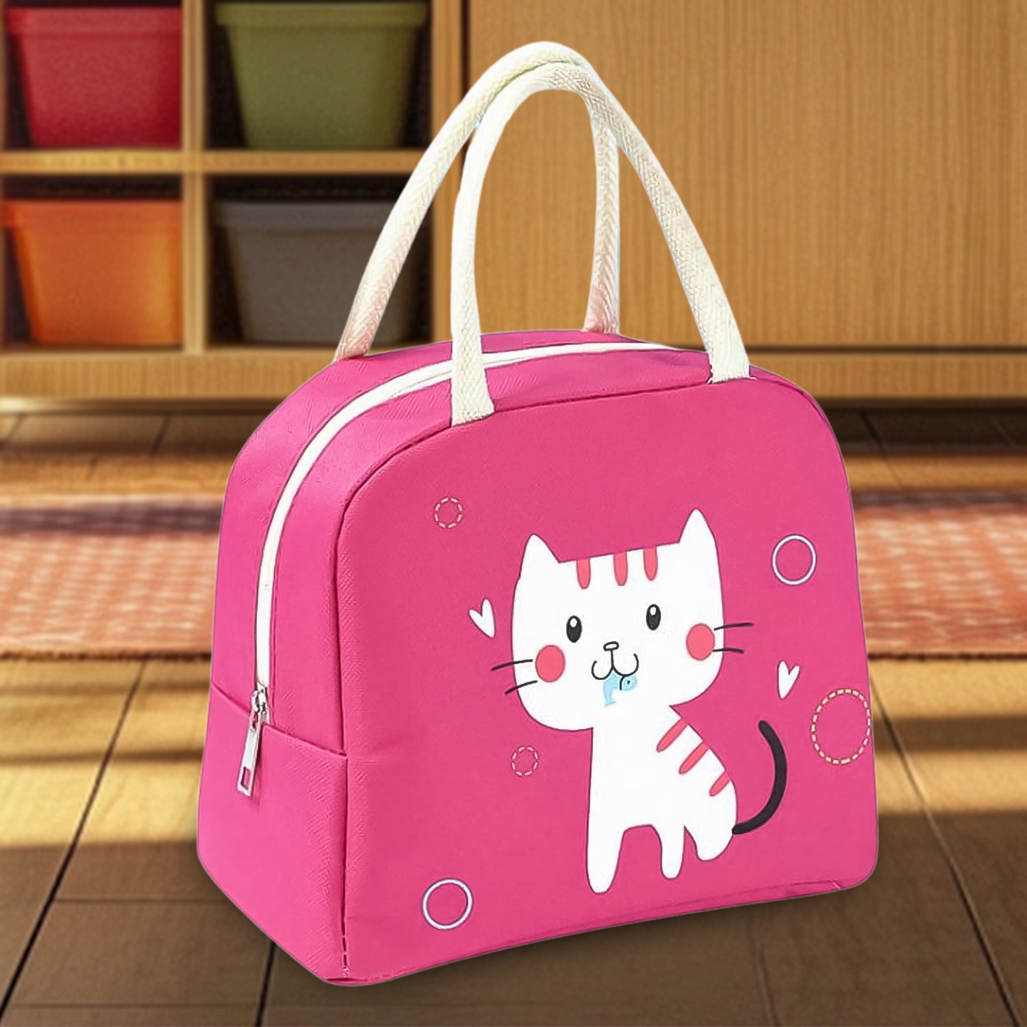 Insulated Lunch Box Bag With Zipper Closer (1 Pc / Mix Color)