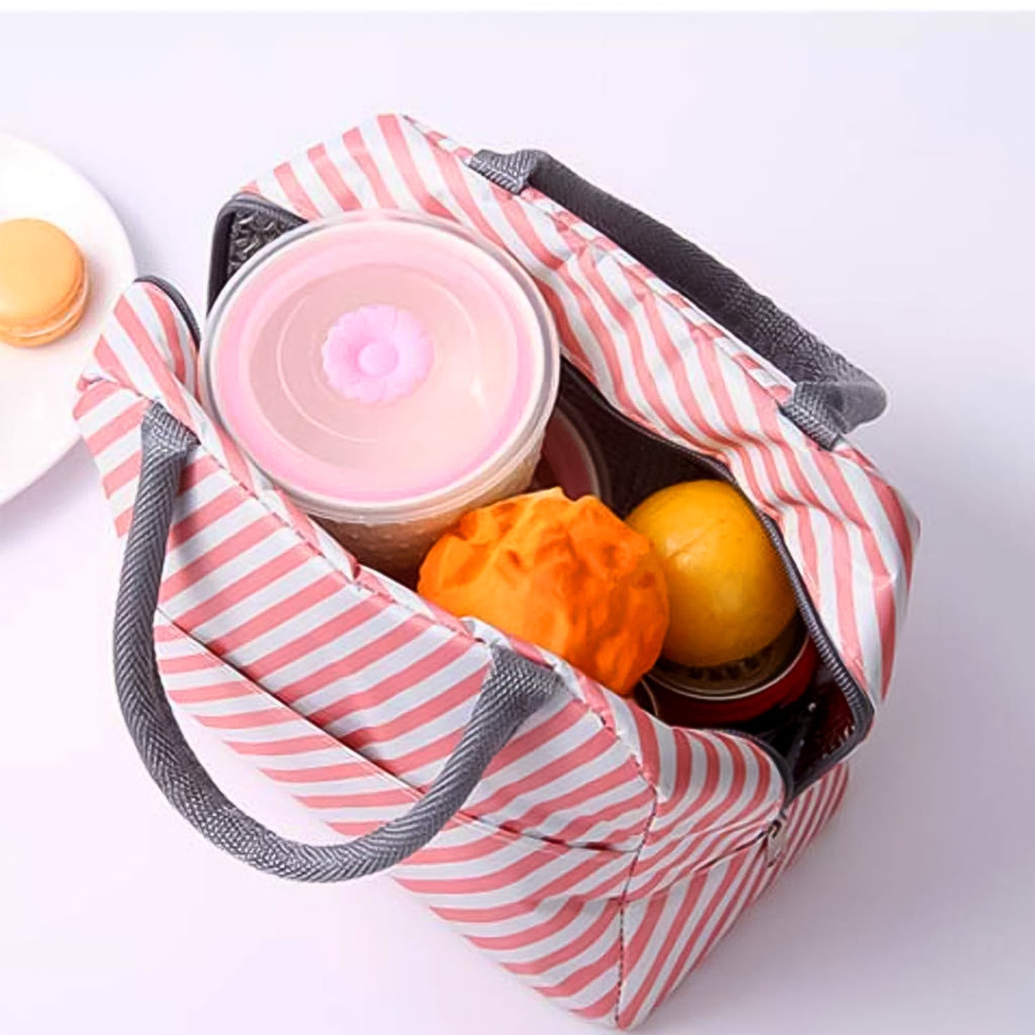 Lunch Bag Portable Insulated Lunch Box Bag With Zipper Closer & Handle (1 Pc)