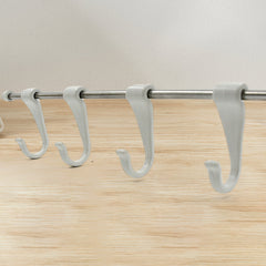 17968 Stainless Steel Utensil Hanger Rail Nail Free Wall Mount with 2 Magic Stickers & 6 Plastic Hooks For Kitchen