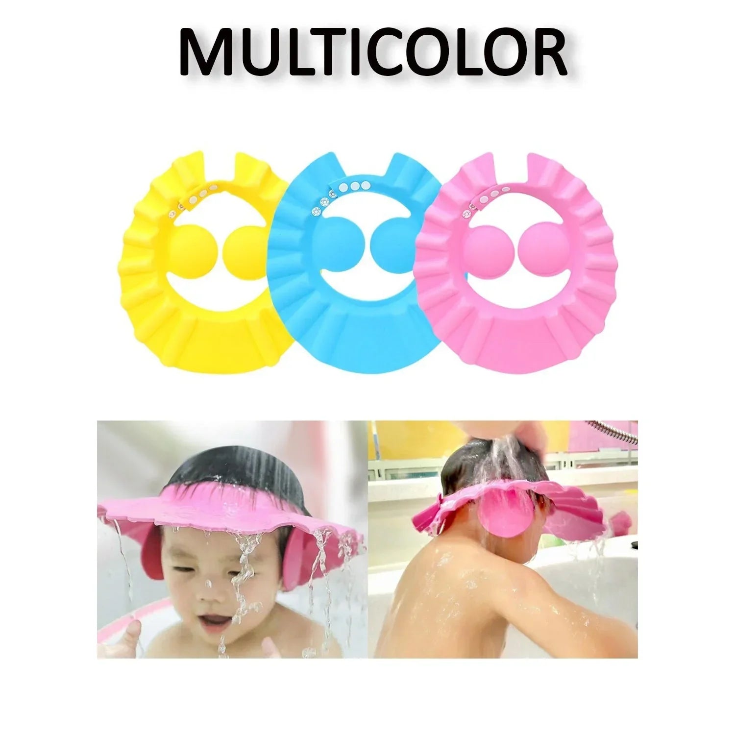 0378B Adjustable Safe Soft Bathing Baby Shower Hair Wash Cap for Children, Baby Bath Cap Shower Protection for Eyes and Ear,