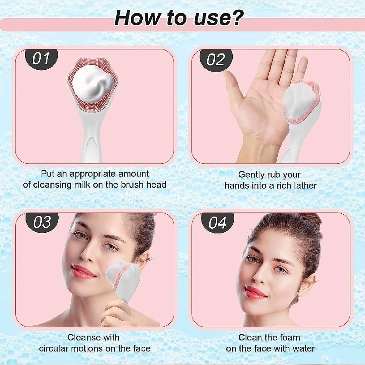 Silicone Face Scrubber Exfoliating Brush, Manual Handheld Facial Cleansing Brush (1 Pc)