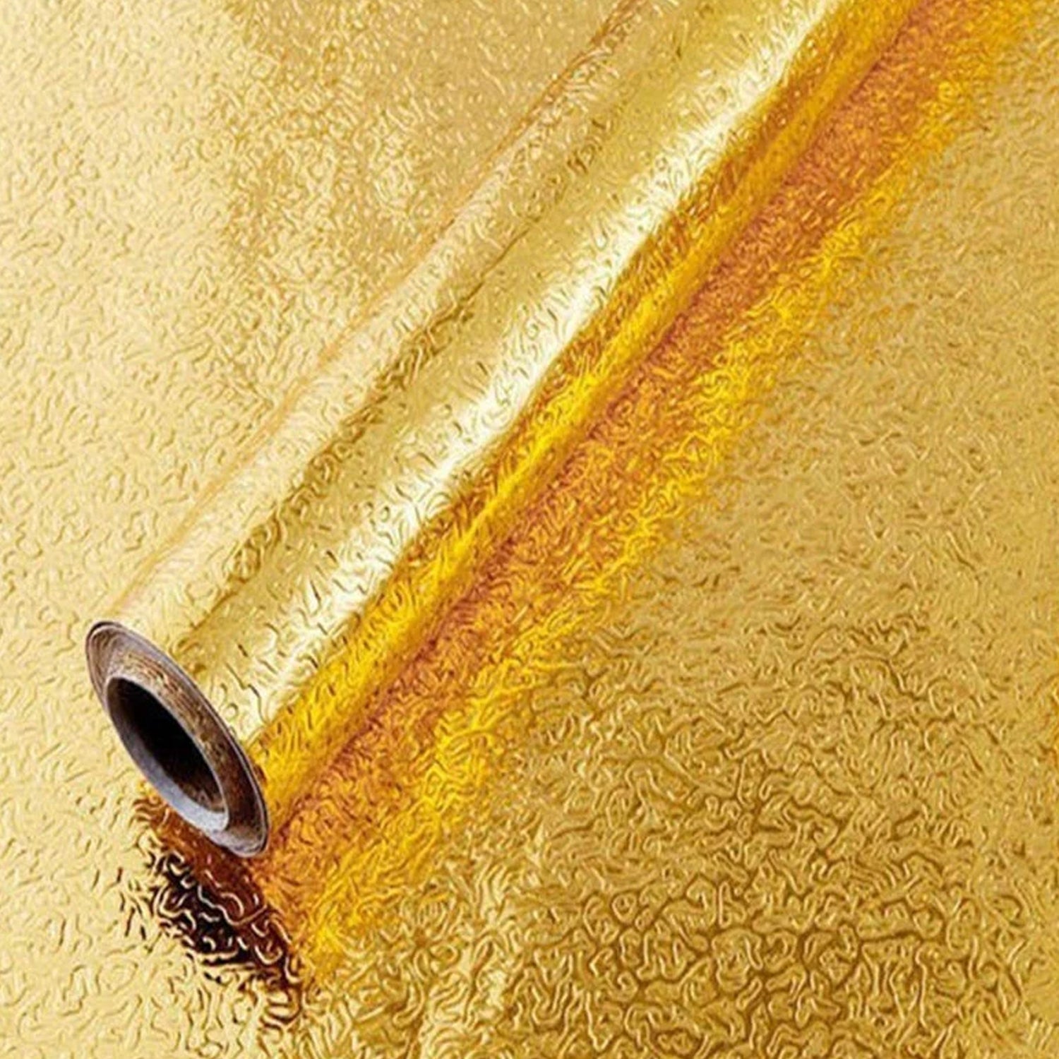 Oil Proof Sticker, Waterproof Self Adhesive Aluminum Foil Wallpaper (60 cm×2m / Golden / 1 Pc)