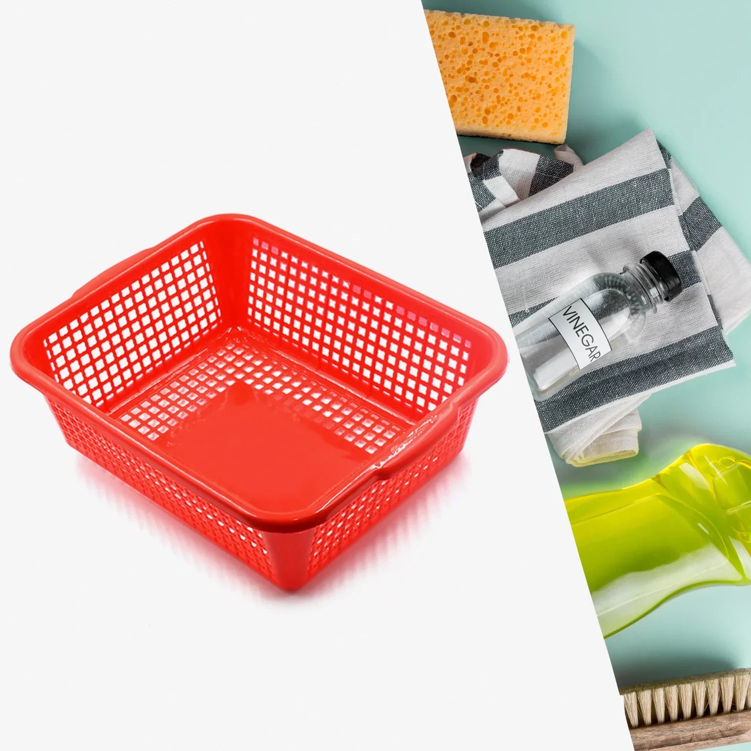 5542 Plastic 1 Pc Kitchen Small Size Dish Rack Drainer Vegetables and Fruits Washing Basket Dish Rack Multipurpose Organizers (29x22CM Mix Color)