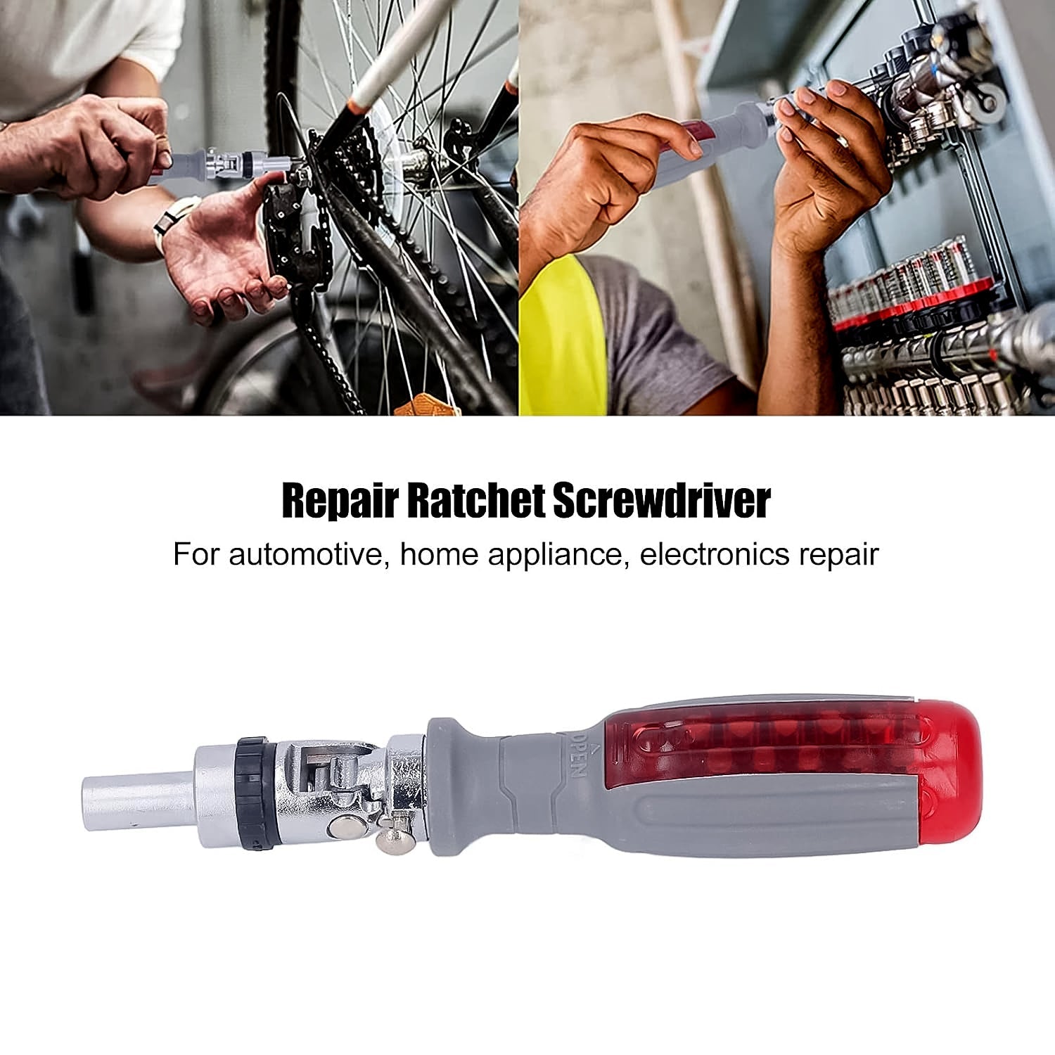 Multi Bits Ratchet Screwdriver Set, Adjustable Angle Two-Way Ratcheting Screwdriver (1 Set)