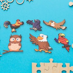 Wooden Bird Puzzle Learning Educational Board (1 Set / 28×20 Cm)