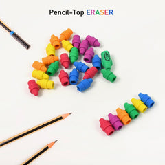 Pencil Top Eraser Rubber Erasers (1 Pc / Mix Color)