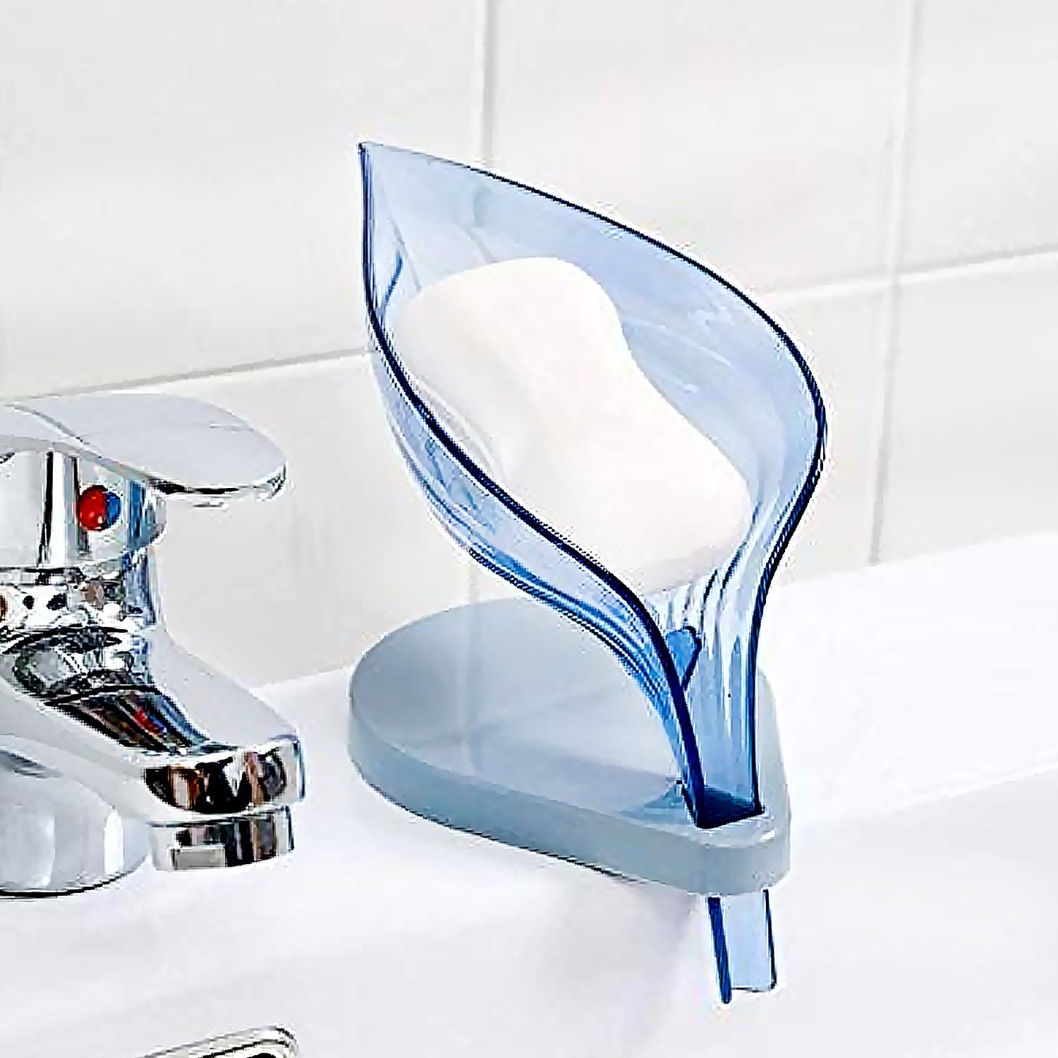 17988 Plastic Leaf Shape Soap Box Self Draining Bathroom Soap Holder, Decorative Drainage Plastic Soap Dish with Draining Tray (Mix Color / 1 Pc)