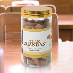 Tilak chandan Dhoop Cones, Premium Tilak Chandan Dhoop, Spritual Vibes, Charcoal Free (120g)