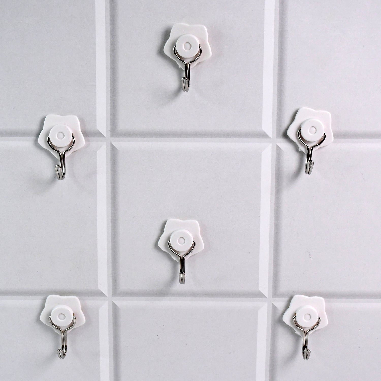 Multipurpose Self Adhesive Plastic Wall Hooks - 6 pcs