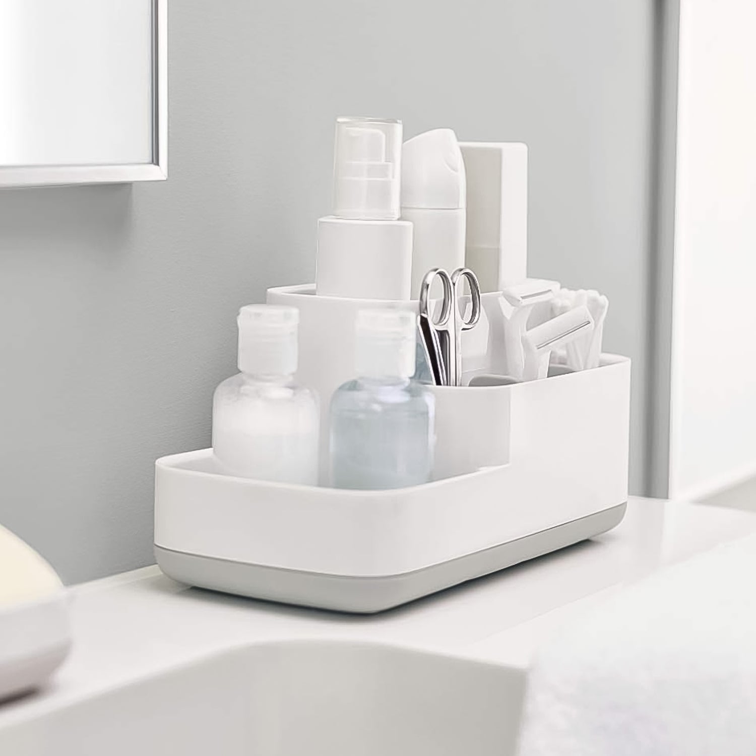 Plastic Multipurpose 5 Compartment Bathroom Desk Organizer Holder (1 Pc)