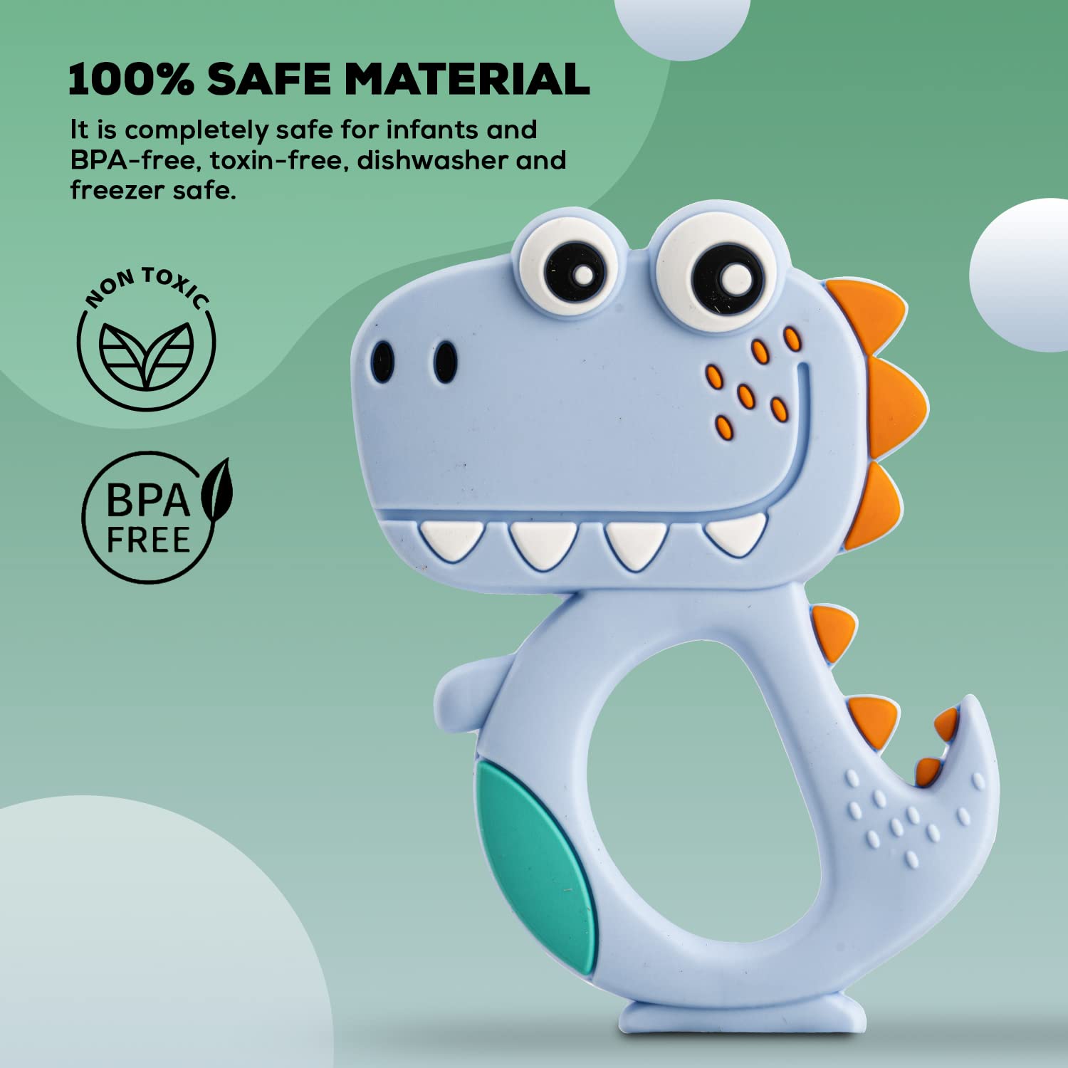 Silicone Dinosaur Teether for Baby (1 Pc / Mix Design & Color)