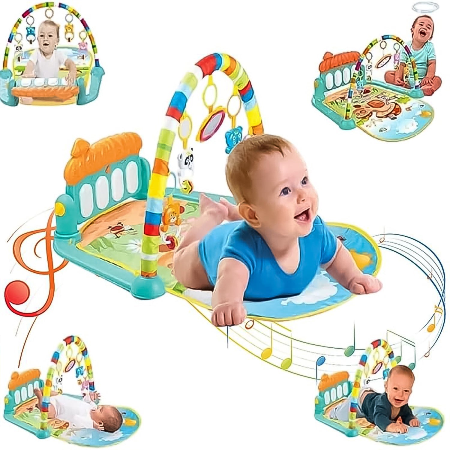 2in1 Baby Kick and Play Piano Gym Mat & Fitness Rack (1 Set)