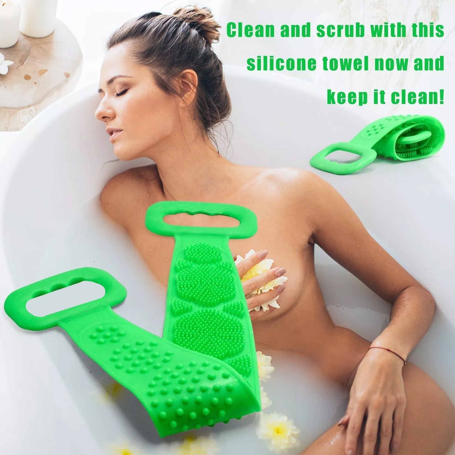 Silicone Body Back Scrubber Double Side Bathing Brush for Skin Deep Cleaning Massage, Dead Skin Removal (135 Gm | Big Size / 1pc)