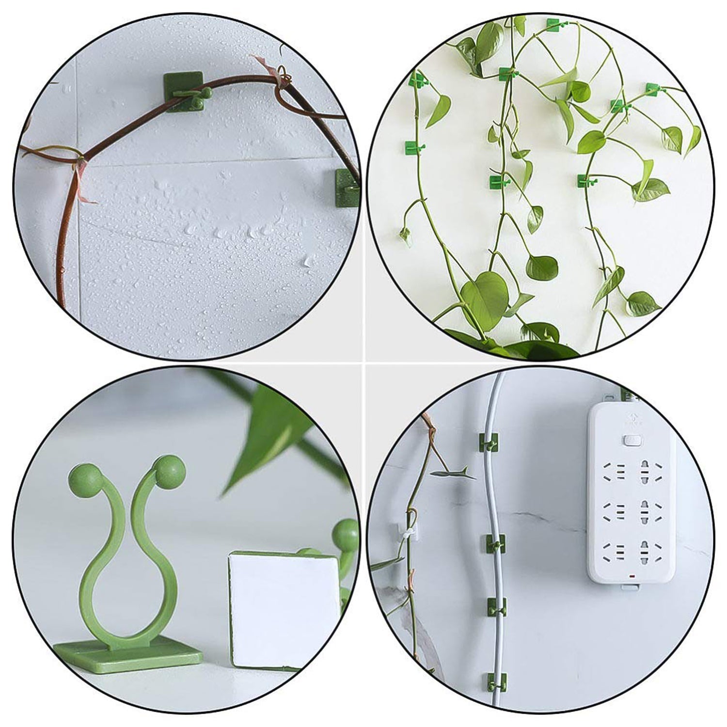 Plant Climbing Wall Fixture Clip Self-Adhesive Hook (200 Pcs Set)