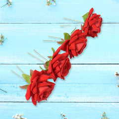 Hair Clip Red Rose Bridal Hair Pins Rose (12 Pcs Set)