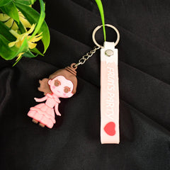 Cute Cartoon Silicone 3D Key Chain with Metal Hook & Strap (Pack of 1 / Mix Design)