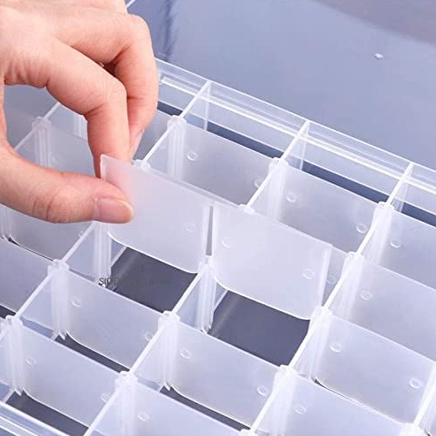 7673  36 Grids Clear Plastic Organizer Box with Adjustable Compartment Dividers, Jewellery Storage Organizer Collection Box (1 pc ) DeoDap