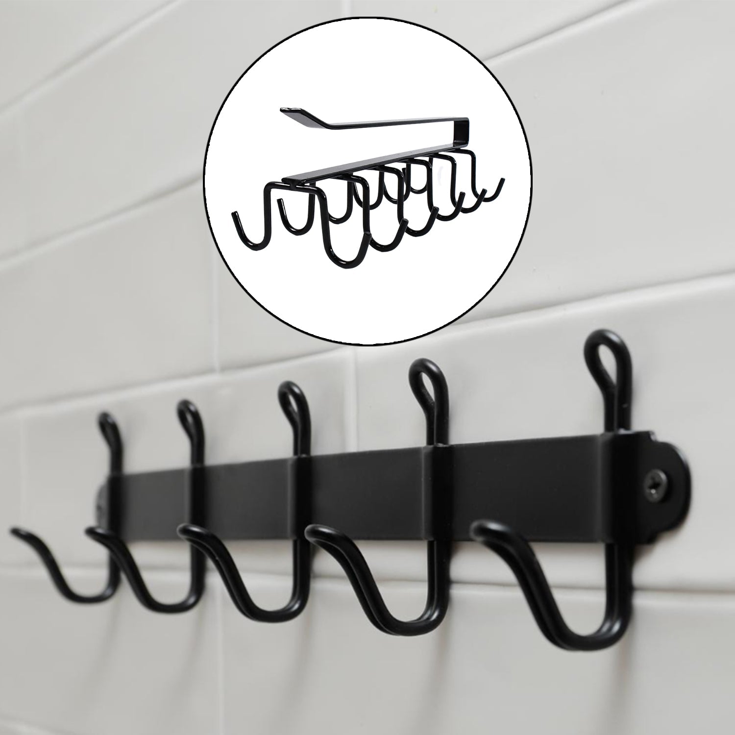 Double-Row Metal cupholder Rack, Multi-Purpose Iron Hanger with 6 Hooks (1 Pc)