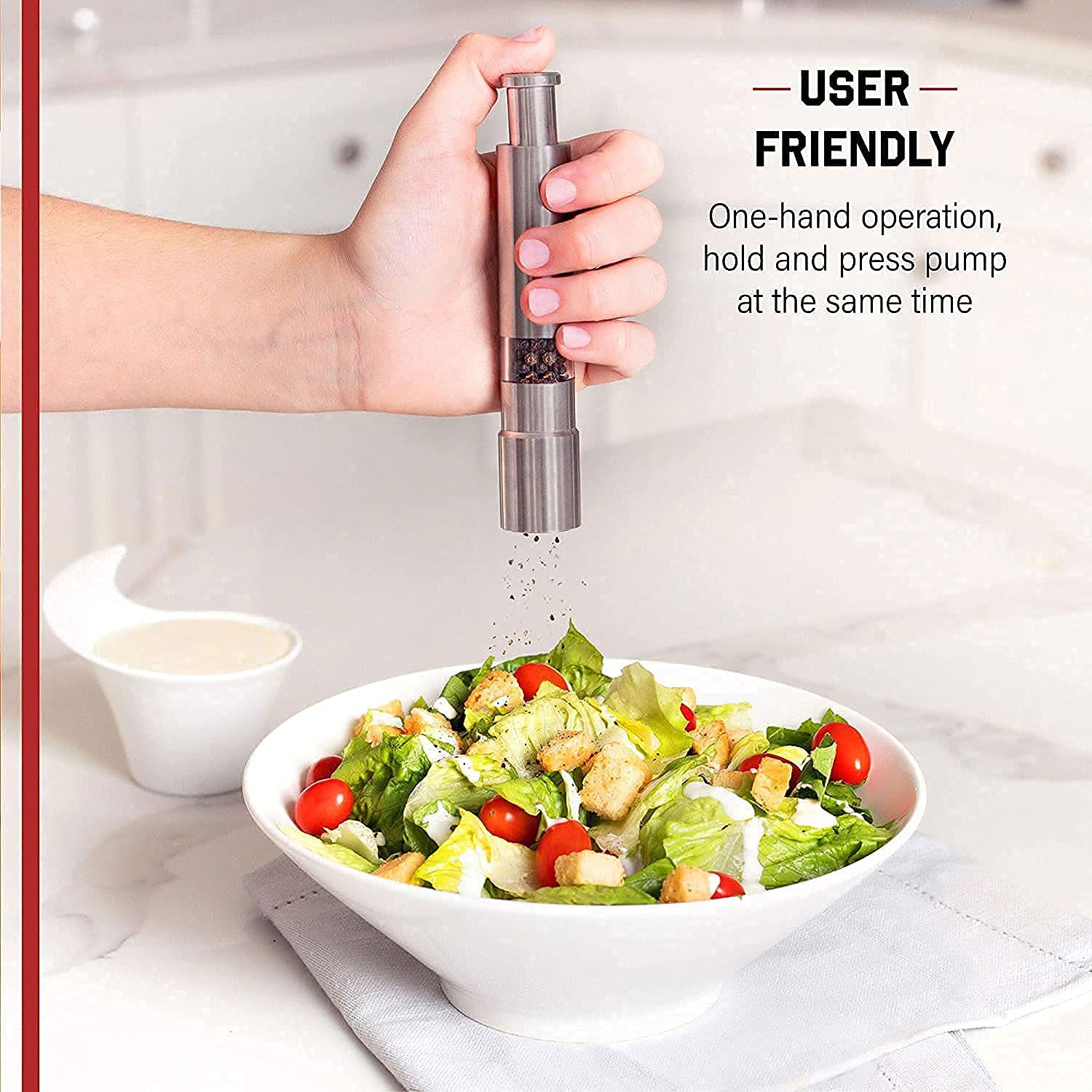 Stainless Steel Thumb Presser Salt and Pepper Grinder (1 Pc)