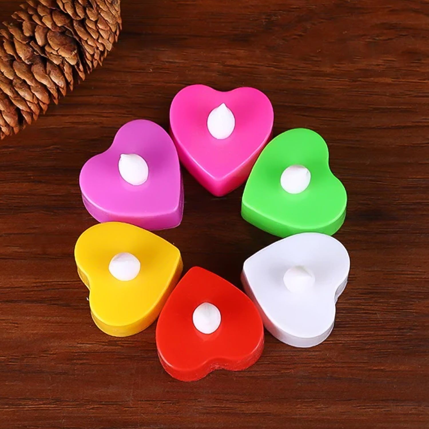 Heart Shape Battery Operated Tea Light LED Candles, for Decoration Use (24 Pc Set)