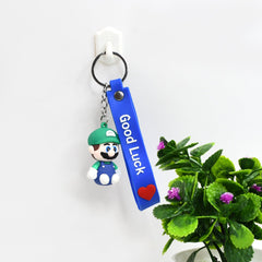 Cute Cartoon Silicone 3D Key Chain with Metal Hook & Strap (Pack of 1)