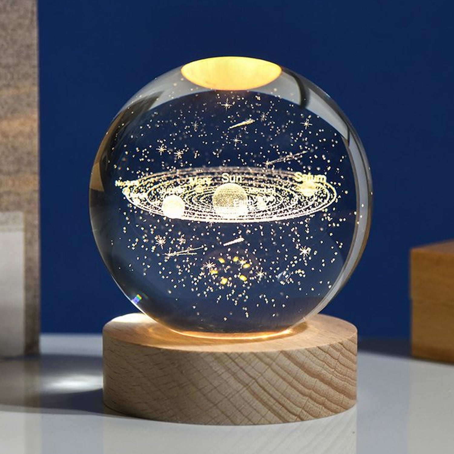 3D Astronomy Night Lamp Crystal Ball lamps With Base (1 Pc)