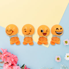 18026 Cute Emoji Bobble-Head Funny Smiley Face Emoticon Figure Spring Dolls Bounce Toys for Car Interior Dashboard Accessories Desktop Decoration / Kids Toys (Pack of 8)