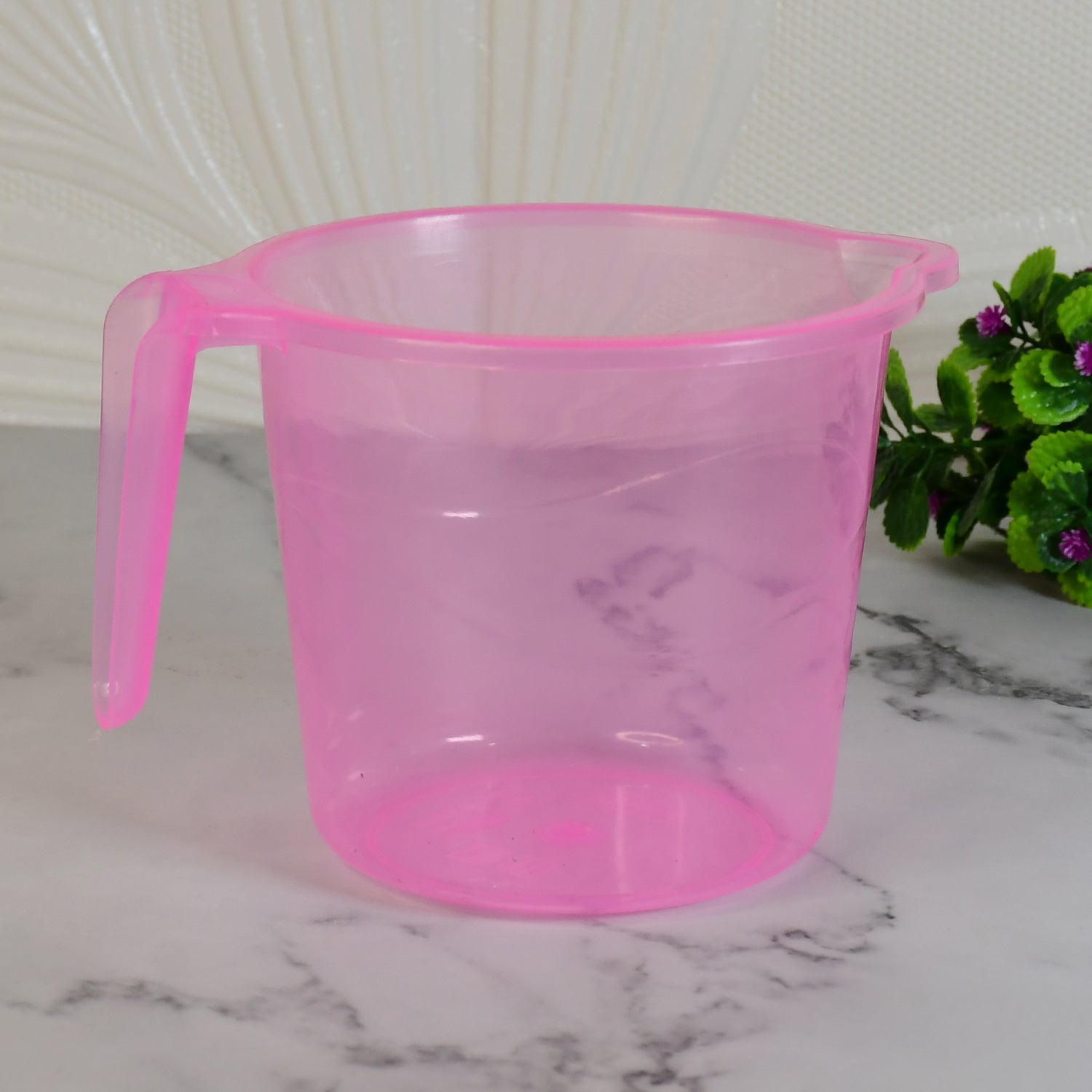 Plastic Round Transparent Bath Water Mug (1 Pc / 1200 ML / Mix Color)