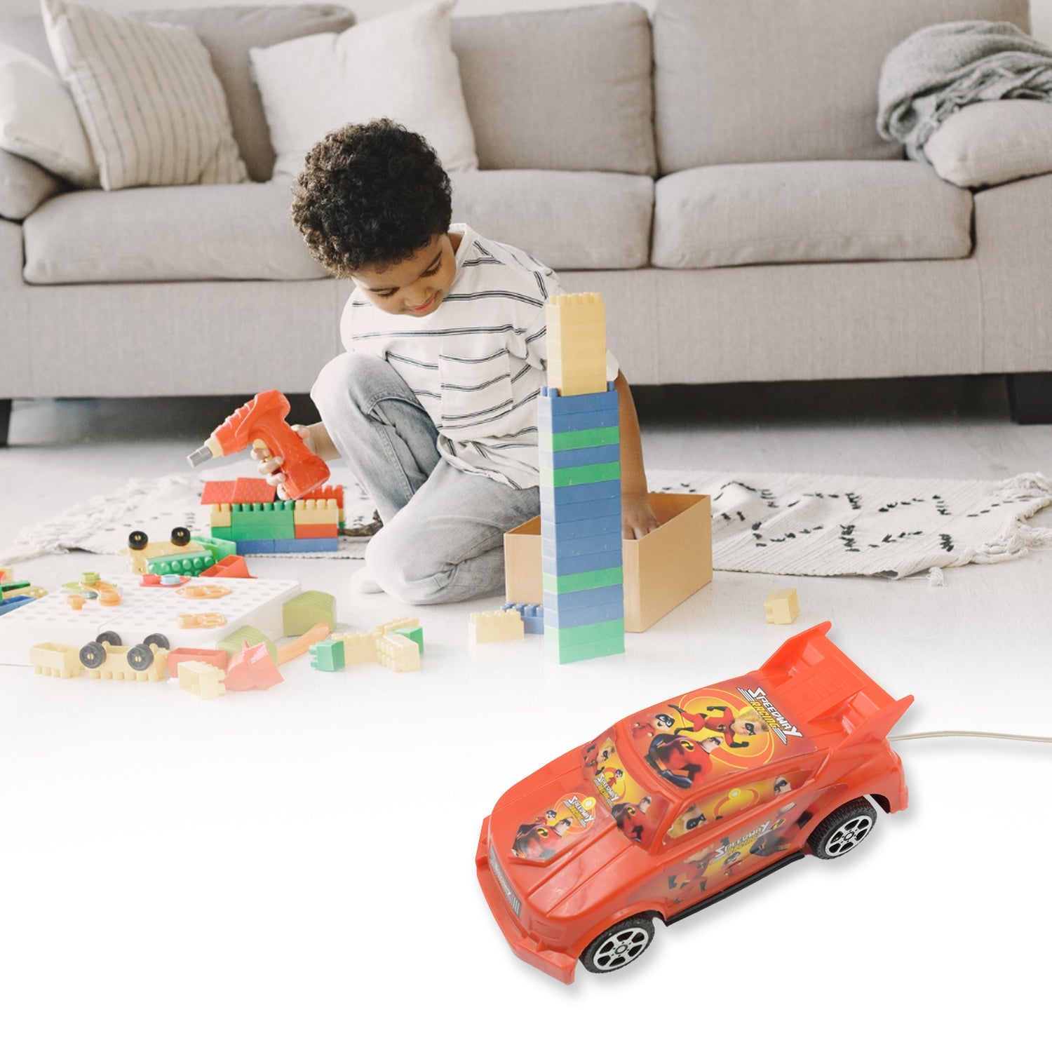 3250 Cartoon Printed wire remote control cars toys, sports car for kids, for Play for Children ( Battery Not Included / 1 Pc )