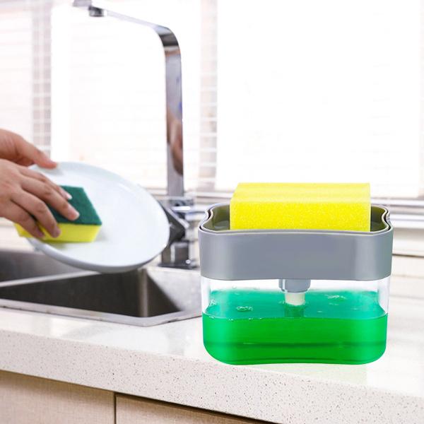 1485 Liquid Soap Dispenser on Countertop with Sponge Holder For Pet DeoDap