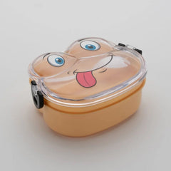 Double Layer Froggy Shape Lunch Box with Spoon (1 Pc / Mix Color)