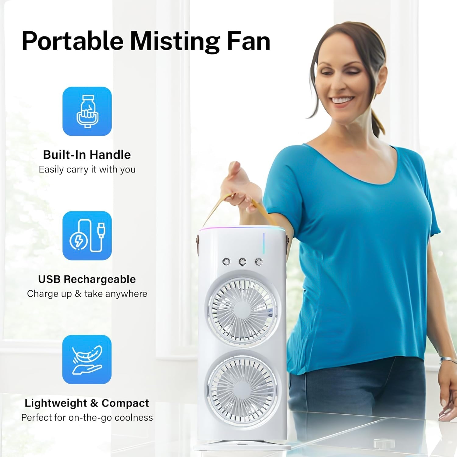 Electric Fan Desktop Double-Head Powerful Air Cooler (1 Pc / With Remote)