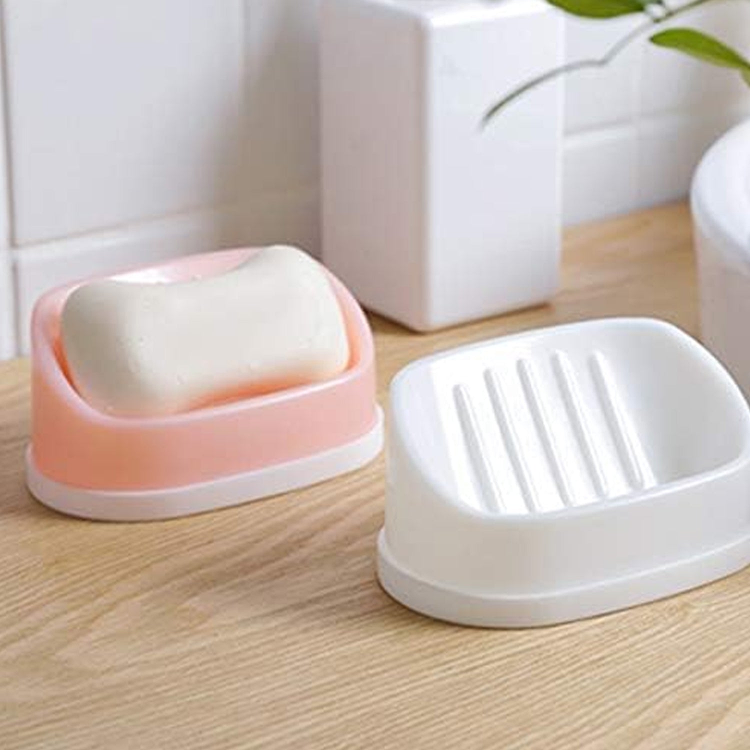 17509 Soap Container, Soap Box Household Kitchen and Bathroom Can Use PP Material Drain Box Double Soap Dish, for Bathroom Shower Home Outdoor Camping (1 Pc)