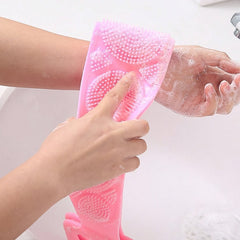 Silicone Body Back Scrubber Double Side Bathing Brush for Skin Deep Cleaning Massage, Dead Skin Removal (101 Gm | medium Size /1pc)