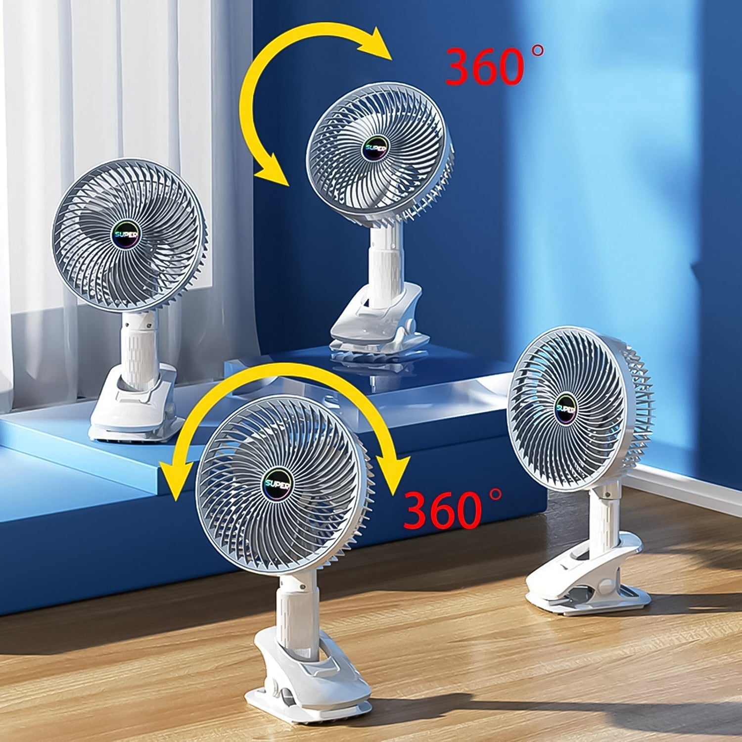 Multifunctional USB Desk Fan Clipped Fan (1 Pc / With Color Box)