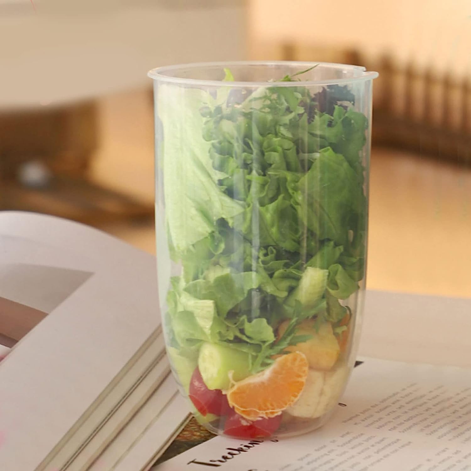 2545 Fruit and Vegetable Salad Cups Easy Clean Salad Mixing Cup for Business People for Business Travel (1Pc) DeoDap