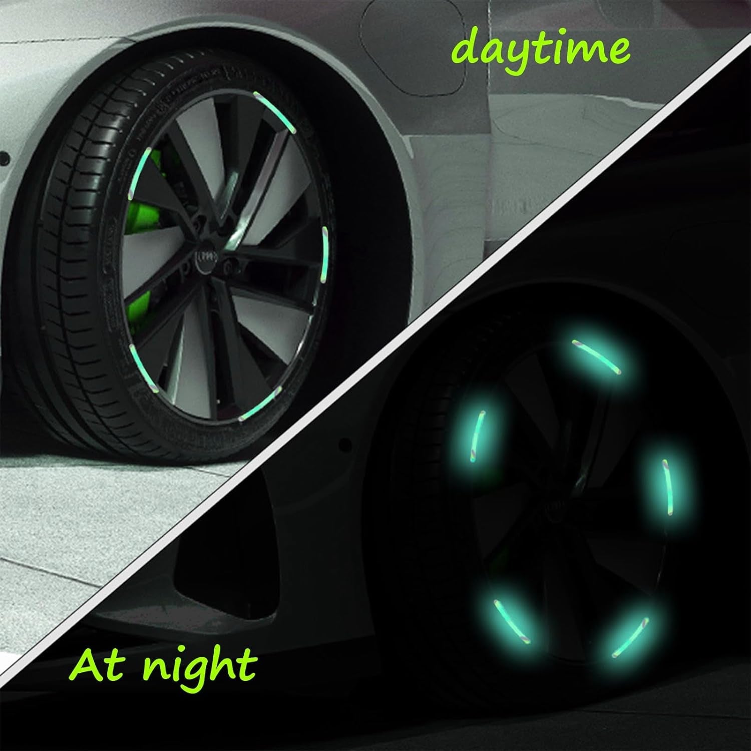 Car Wheel Hub Reflective Car Stickers, Night Warning Stickers (20 Pcs Set/ Multicolored)