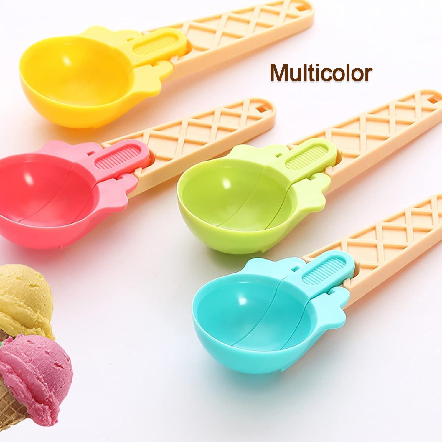 5509 Ice Cream Spoons 2pcs Plastic Water Melon Scoopers with Trigger Dipper and Adults for Summer Party Ice Cream Scoop, Food Serving Spoon Kitchen Tools Ice Cream Digging Spoon Household Spoons Cupcake Spoons Aps Fruit Ball Player (2 Pc)